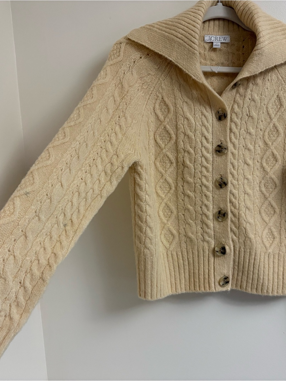 J.Crew Collared Cable Knit Cardigan Merino Alpaca Wool Small - Picture 7 of 11